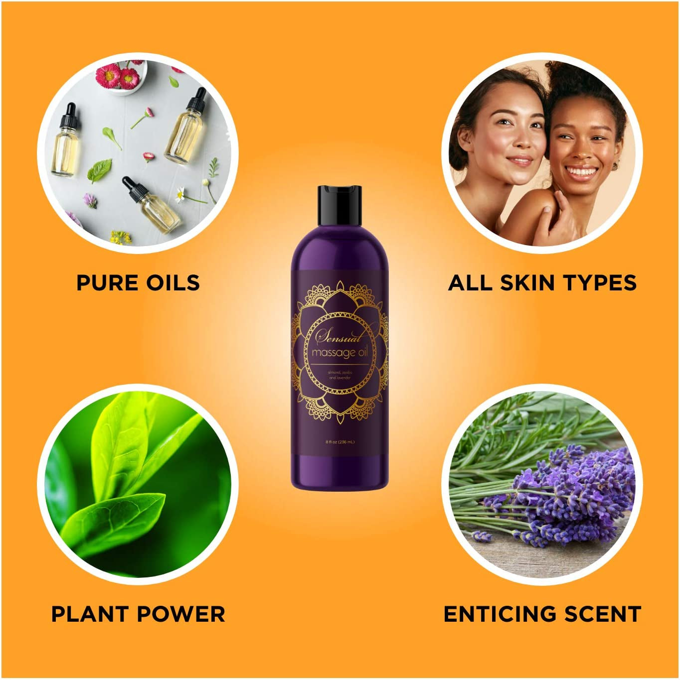 Alluring Massage Oils for Massage Therapy - Massage Oil Kit with Aromatherapy Lavender Massage Oil plus Vanilla Massage Oil for Sensual Aromatherapy Made with Pure Essential Oils