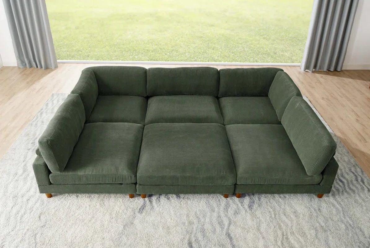 Espinosa 6 - Piece Slipcovered Corduroy Sectional