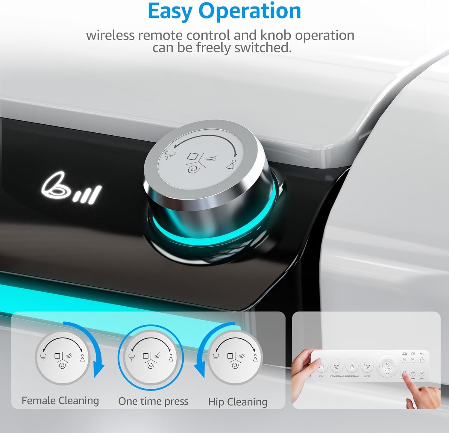 Smart Toilet with Auto Open/Close Lid, Bidet Toilet Pump-Assisted, Blackout Flush, Heated Seat, Dual Auto Flush, Warm Water, Foot Sensor Operation, Tankless Elongated Toilets with LED Display