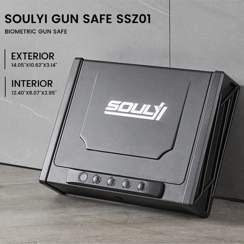 Soulyi Quick Access Digital Gun Safe - Biometric Fingerprint Lock, Secure 3-Gun Storage - Home Defense Safety with Fast, Reliable Access