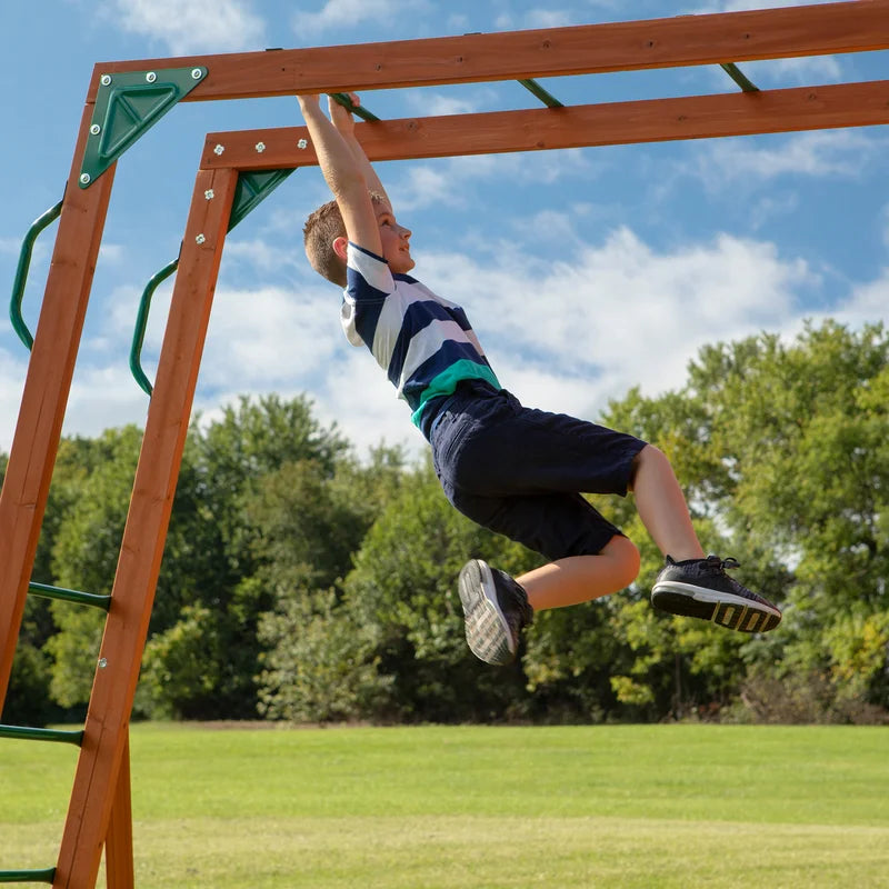Backyard Discovery Skyfort II All-Cedar Swing Set | Deluxe Wooden Playset with Slide, Fort, Swings, and Sandbox | Premium Outdoor Adventure for Kids