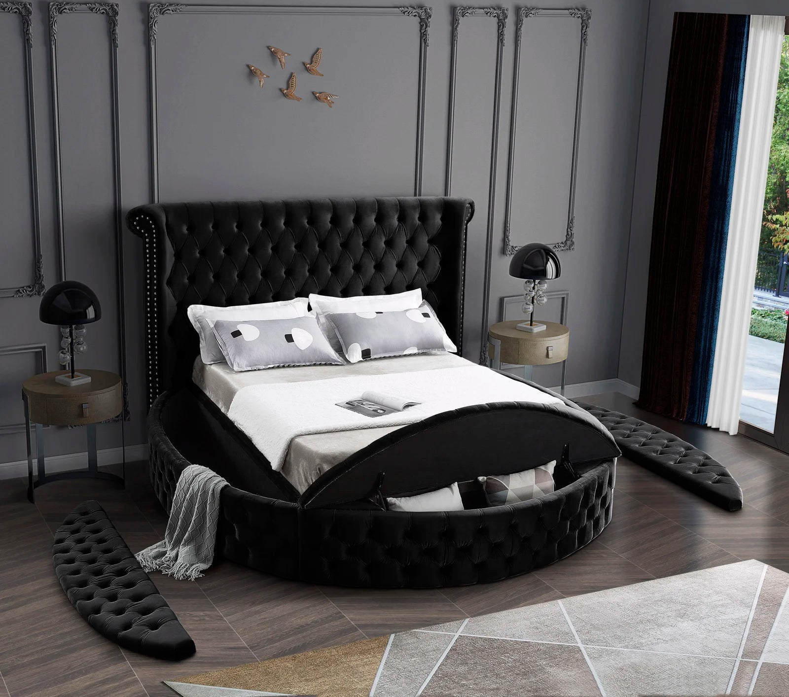 Dorgan Tufted Upholstered Platform Bed with Storage | Low Profile Design, Button-Tufted Headboard, and Spacious Underbed Drawers