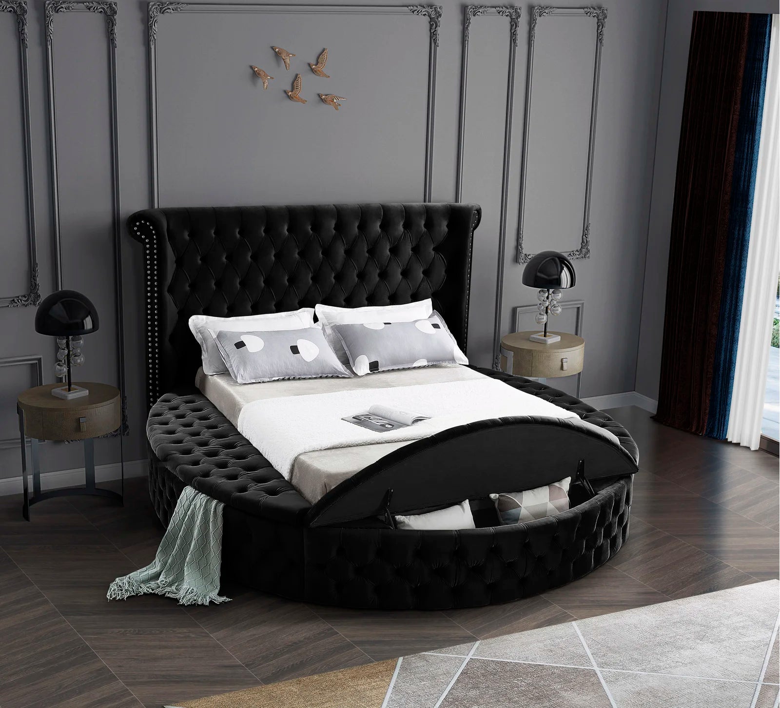 Dorgan Tufted Upholstered Platform Bed with Storage | Low Profile Design, Button-Tufted Headboard, and Spacious Underbed Drawers