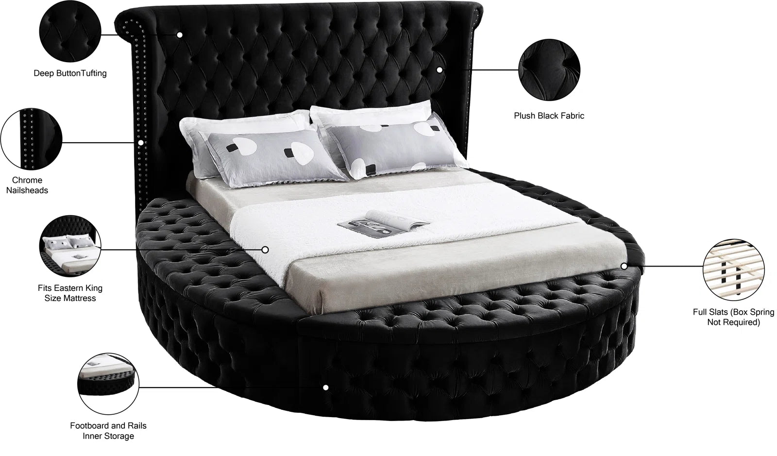Dorgan Tufted Upholstered Platform Bed with Storage | Low Profile Design, Button-Tufted Headboard, and Spacious Underbed Drawers