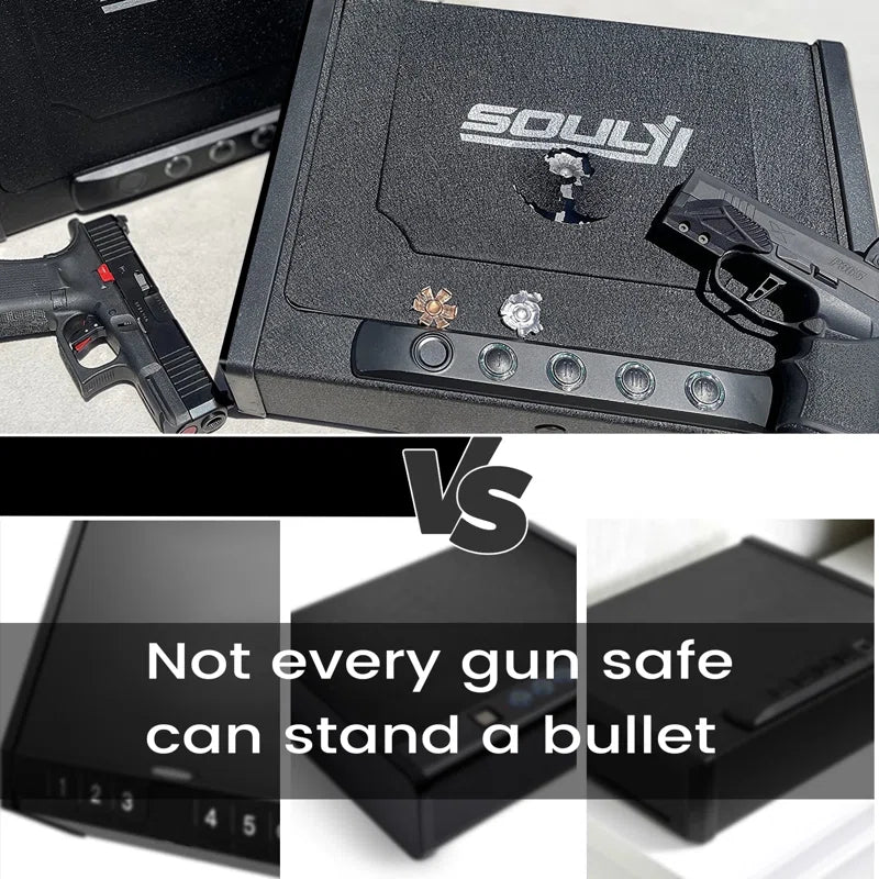 Soulyi Quick Access Digital Gun Safe - Biometric Fingerprint Lock, Secure 3-Gun Storage - Home Defense Safety with Fast, Reliable Access