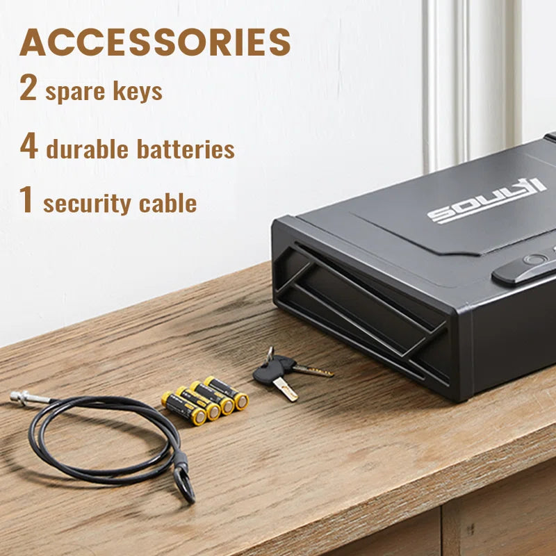 Soulyi Quick Access Digital Gun Safe - Biometric Fingerprint Lock, Secure 3-Gun Storage - Home Defense Safety with Fast, Reliable Access