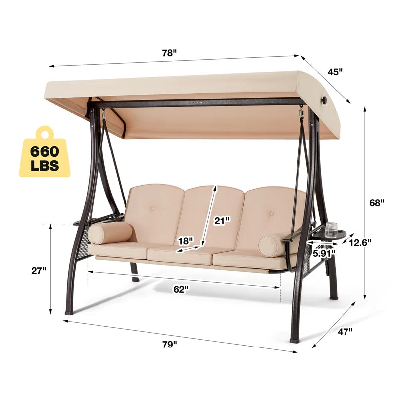 Arlmont & Co. Kolyn Porch Swing with Stand & Protective Outdoor Cover | Weather-Resistant, Freestanding Swing for Relaxation & Style