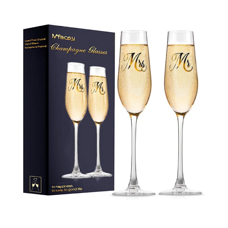 Mr. & Mrs. Champagne Flute Set – Wedding Toasting Glasses for Bride & Groom