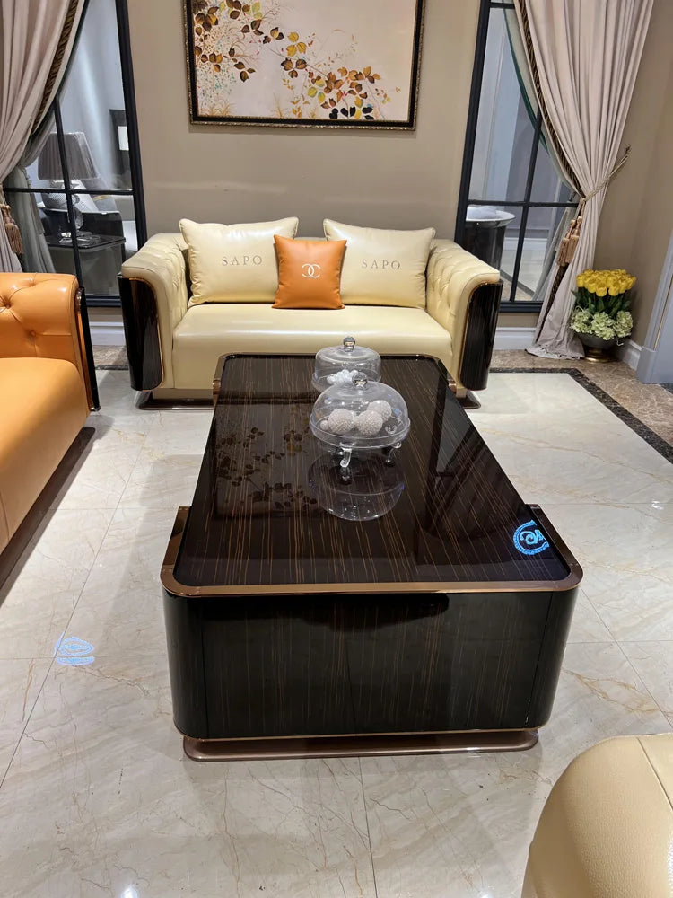 Italian Light Luxury Coffee Table, Postmodern Bentley Home Paint, Minimalist Armani Style Solid Wood Furniture, Living Room