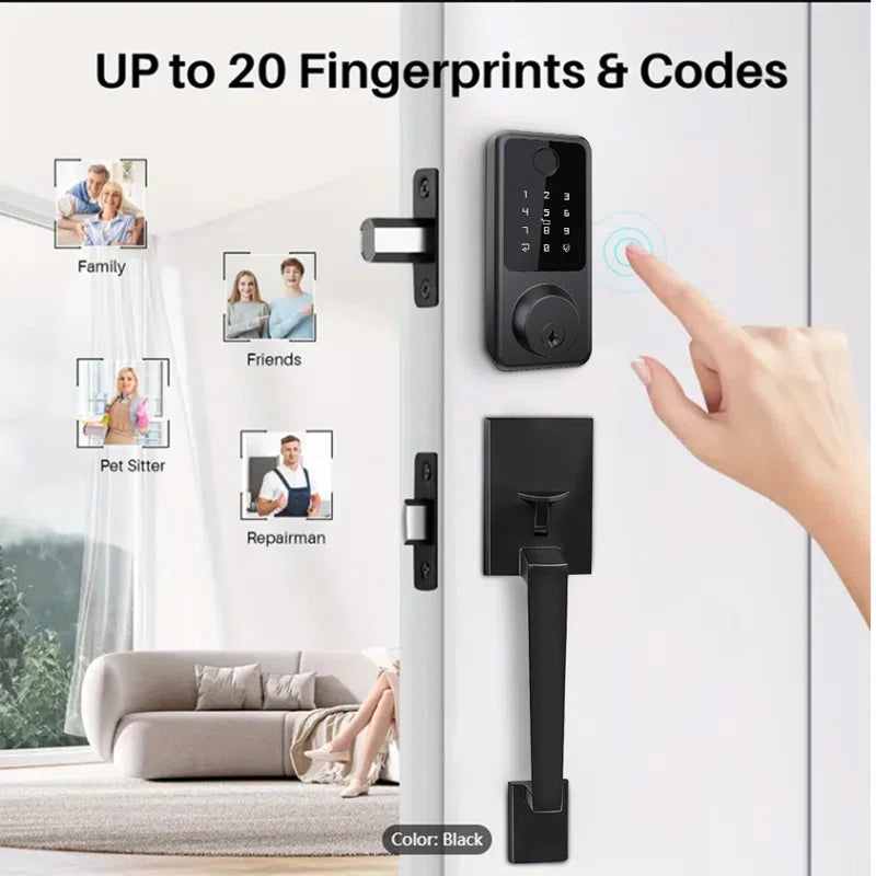 SecuSly Smart Lock with Handleset & Touchscreen Keypad | Keyless Entry, Auto-Lock, and Wi-Fi Control | Advanced Security for Your Front Door