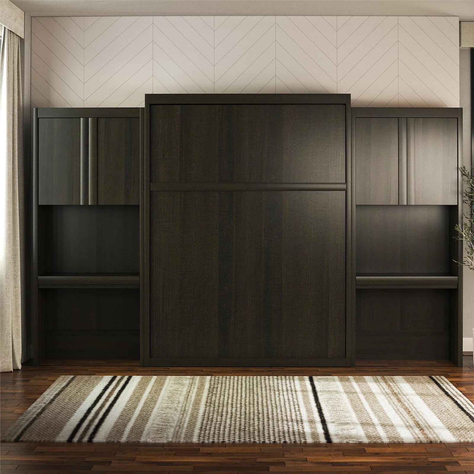 Wade Logan Wexford Murphy Storage Bed | Multifunctional Bed with 2 Vanity Desks, Cabinets & Drawers | Space-Saving Design for Modern Living