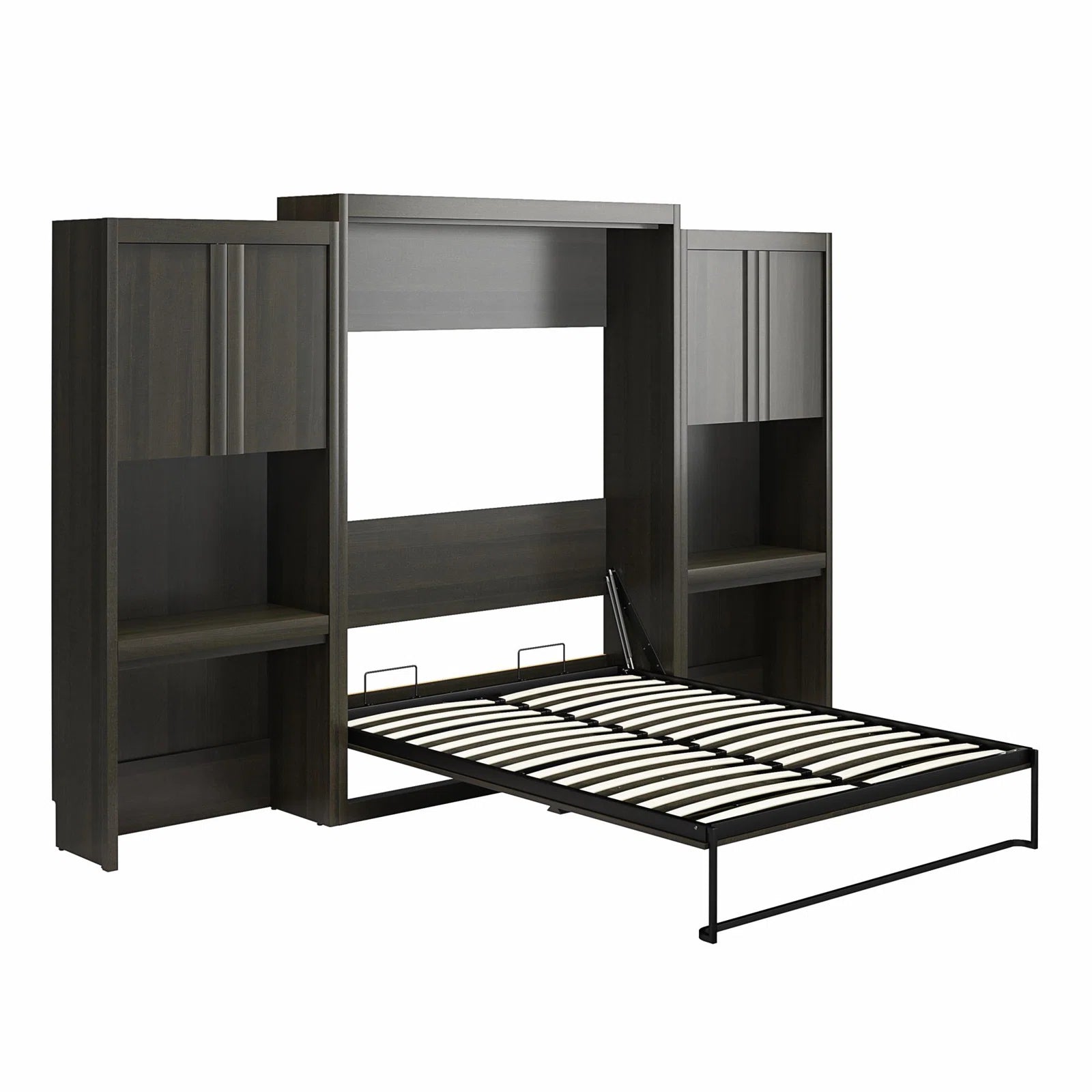 Wade Logan Wexford Murphy Storage Bed | Multifunctional Bed with 2 Vanity Desks, Cabinets & Drawers | Space-Saving Design for Modern Living