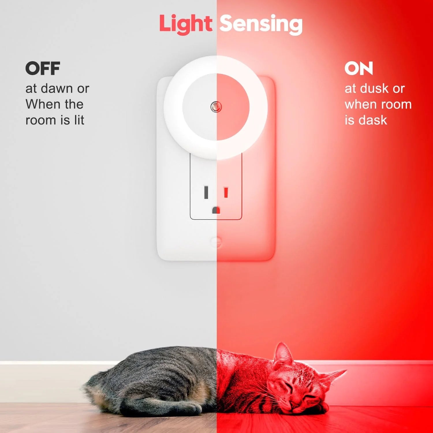 6 Pack Smart Sensor LED Night Light Plug In, Auto Dimming Wall Light for Adults & Kids, 0.5W Energy-Efficient Nightlight for Bedroom Bathroom Stairs - Fireproof ABS Material
