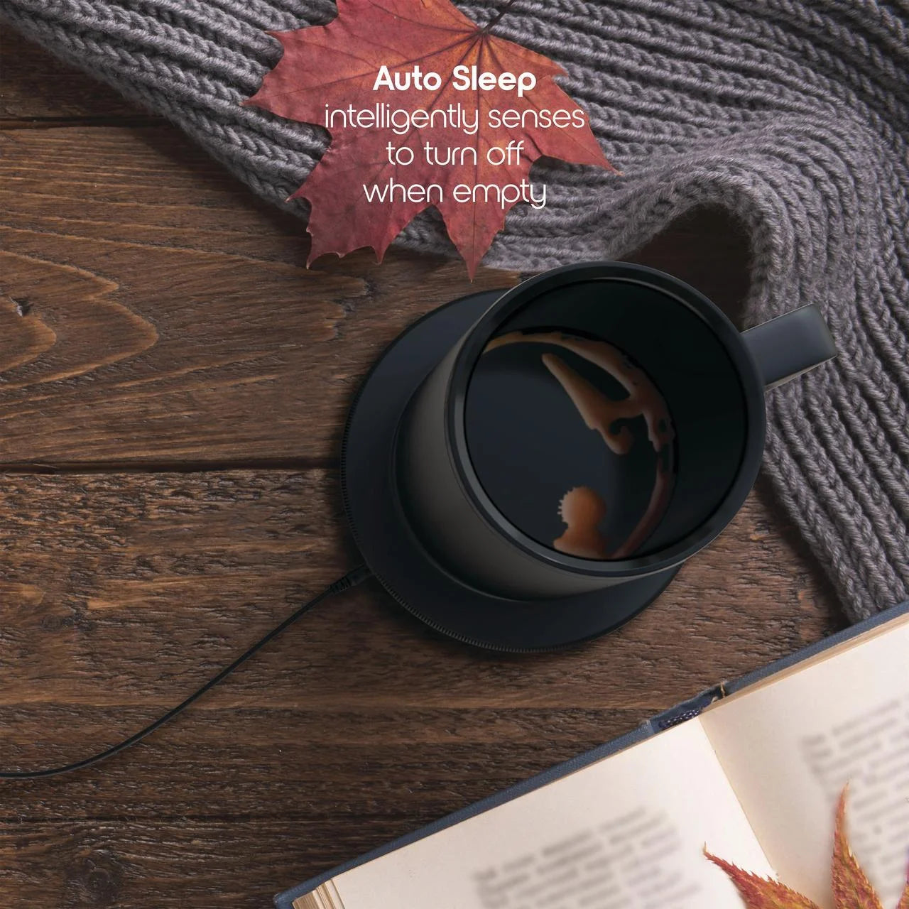 & Charging Coaster, 12Oz. Stainless Steel Self Heating Coffee Mug with Lid, 3.5" X 3.5" X 5"