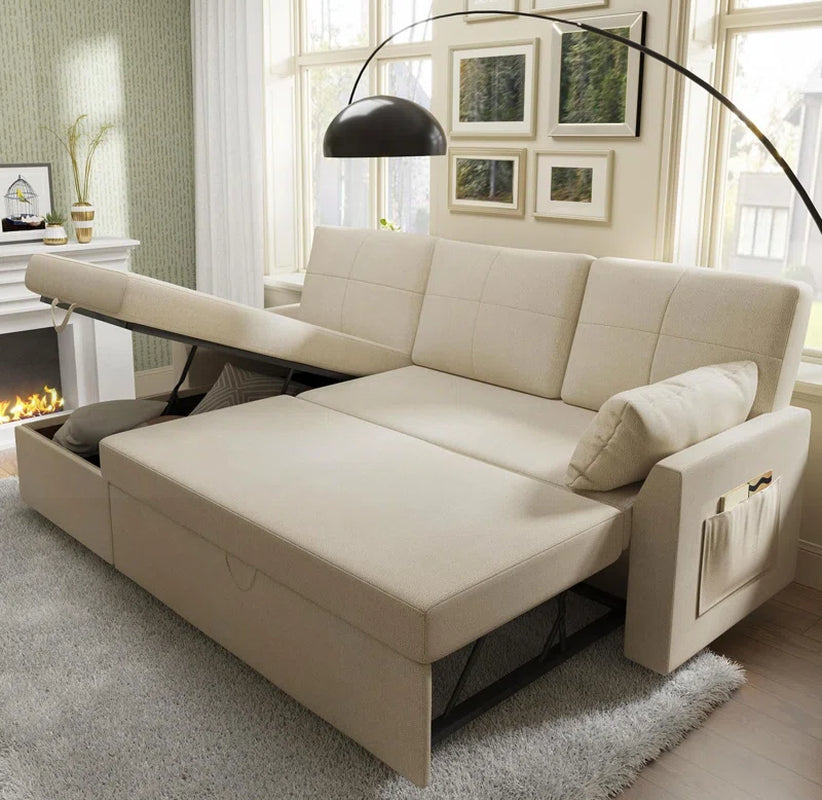 Baerl 84" Sofa Bed Pull Out Bed with Storage Chaise