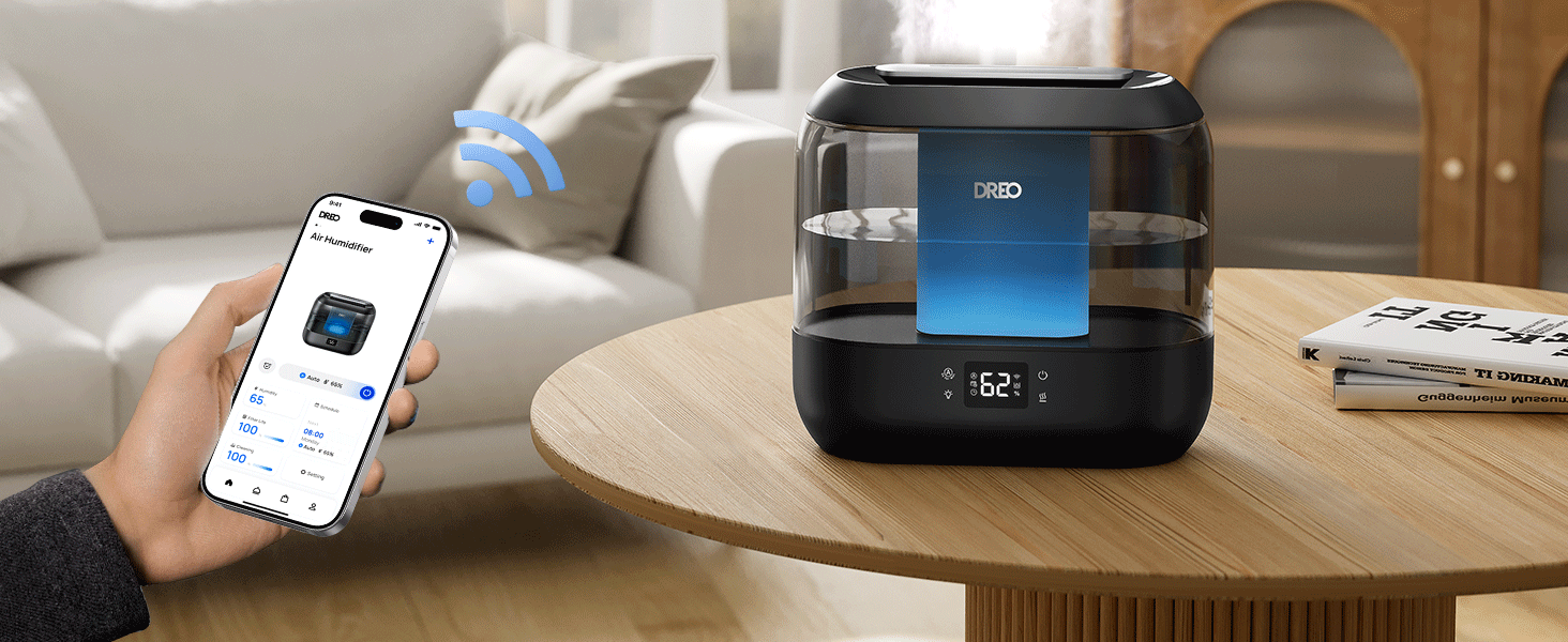Quiet Ultrasonic Dreo Smart Humidifier – 4L Cool Mist, 32-Hour Runtime, App/Voice Control, Ideal for Bedrooms, Large Rooms, Baby’s Room, Office, and Plants
