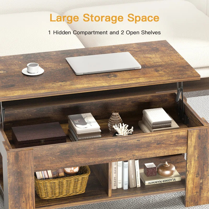 Sparta Black Lift Top Extendable Coffee Table with Storage