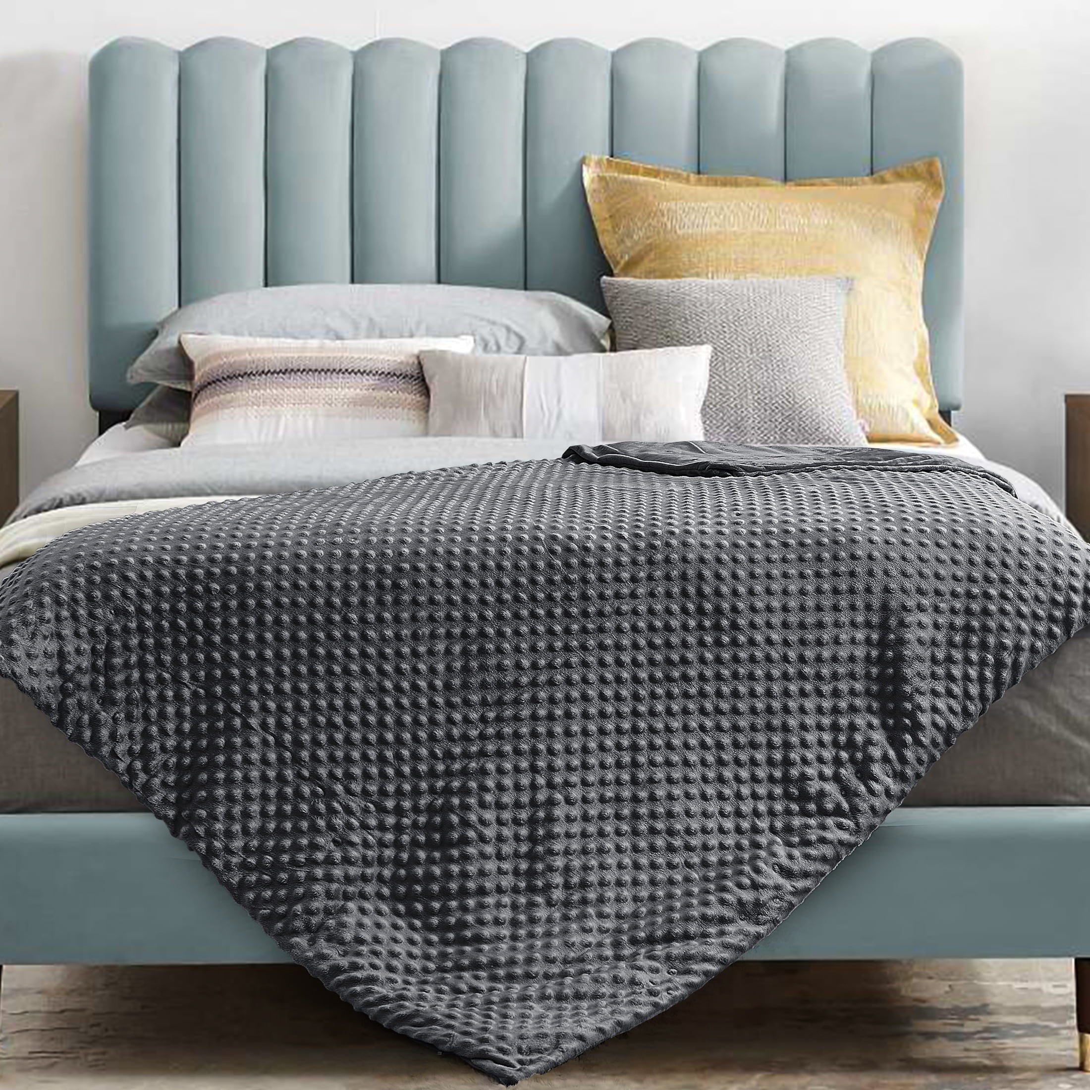 Weighted Blanket 60"*80",20 Lbs Queen Size, Heavy Weighted Blankets for Adult, 1 X Cozy Heat Warm Minky Plush Washable Removable Cover Included, Micro Glass Beads Technology