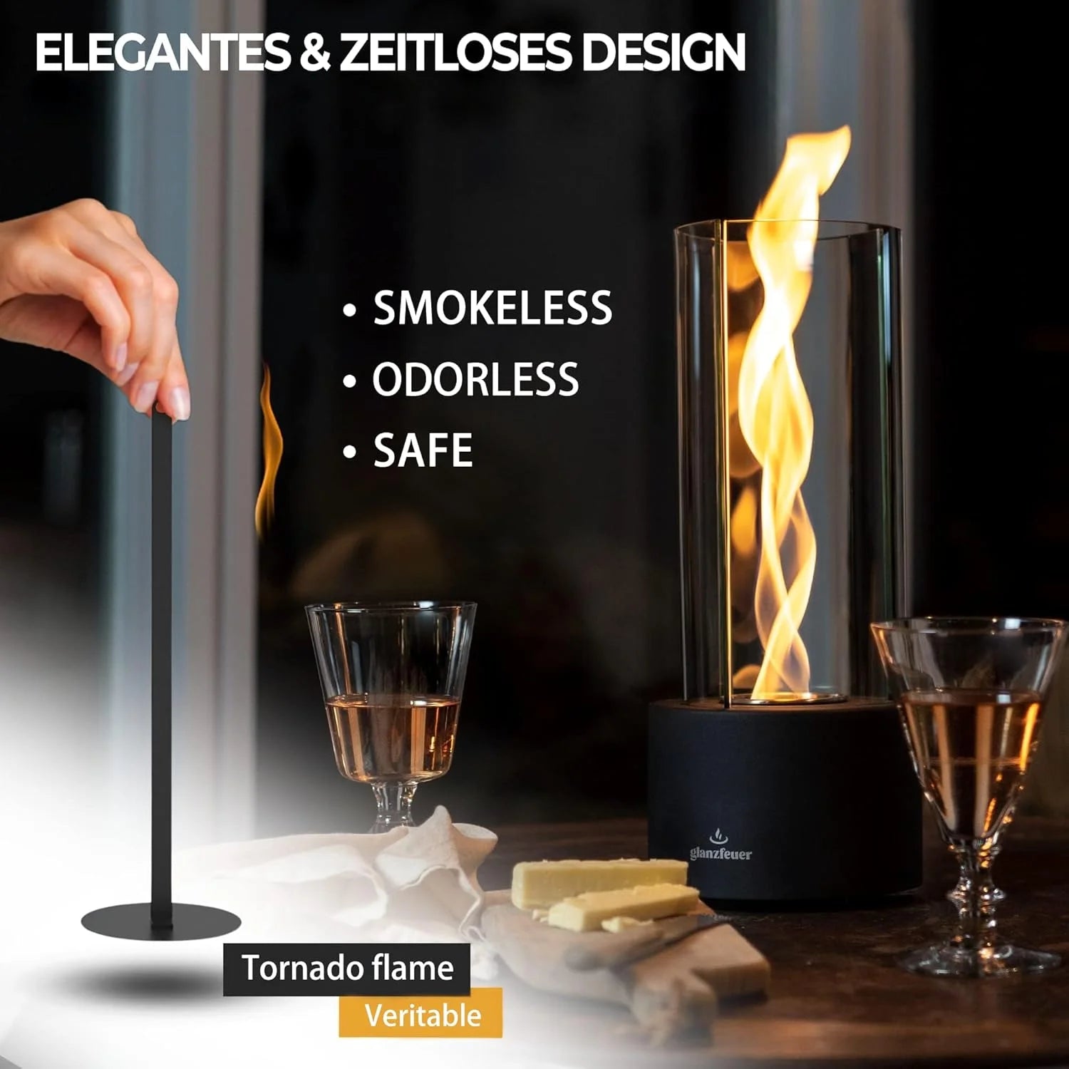 Tornado Tabletop Fire Pit 60-90 Mins Burning, Portable Table Top Fireplace Indoor & Outdoor Gift for Birthday, Home Decor, Housewarming