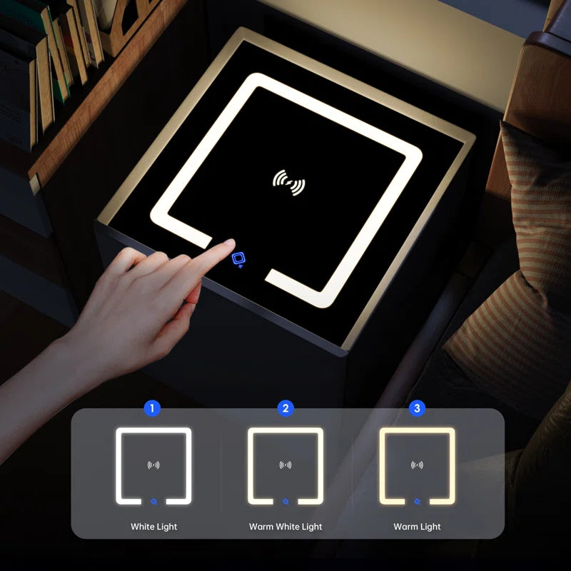 Wynton 1 - Drawer Nightstand (Pre-Assembled) with Safe Case, Wireless Charging, Led Light