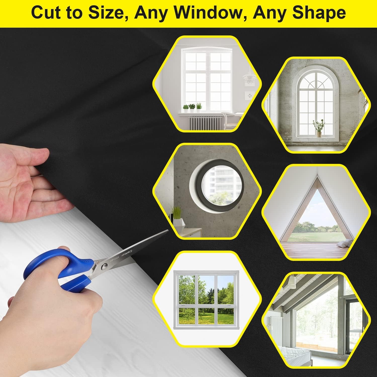 100% Blackout Curtains for Bedroom, 118" X 57" Portable Blackout Window Cover Film, No Drilling Travel Black Out Curtains, Sun Light Blocker Black Out Shades Blinds for Nursery Media Dorm Room