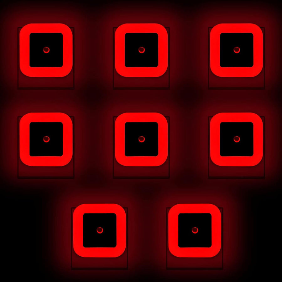 8 Pack Red Night Light Plug-In Color Nightlight with Dusk to Dawn Sensor Red Led Lights On-Closed-Auto Sleep Light Wall Lamp for Children and Kid'S Adult Room Bedroom Hallway