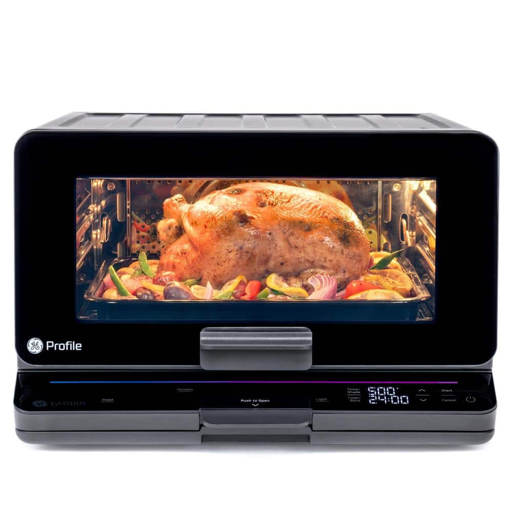 Profile 1,800 W No Preheat Black Toaster Oven with 11-Functions Incl Air Fry, Bake, Broil, and Pizza, Wifi Connected