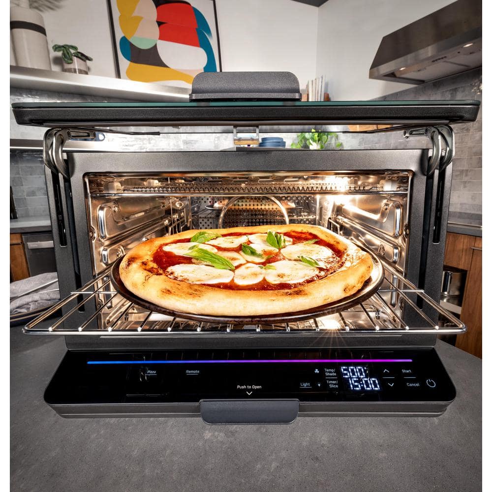 Profile 1,800 W No Preheat Black Toaster Oven with 11-Functions Incl Air Fry, Bake, Broil, and Pizza, Wifi Connected