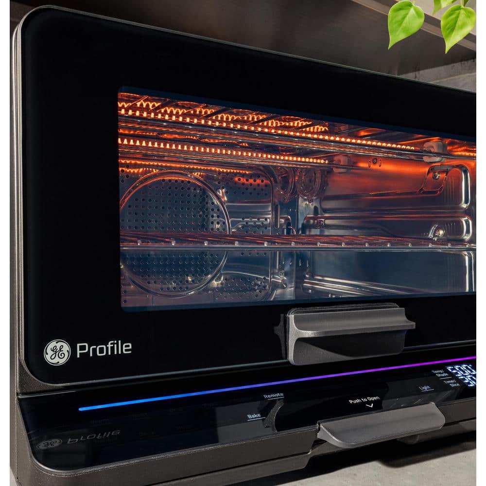 Profile 1,800 W No Preheat Black Toaster Oven with 11-Functions Incl Air Fry, Bake, Broil, and Pizza, Wifi Connected