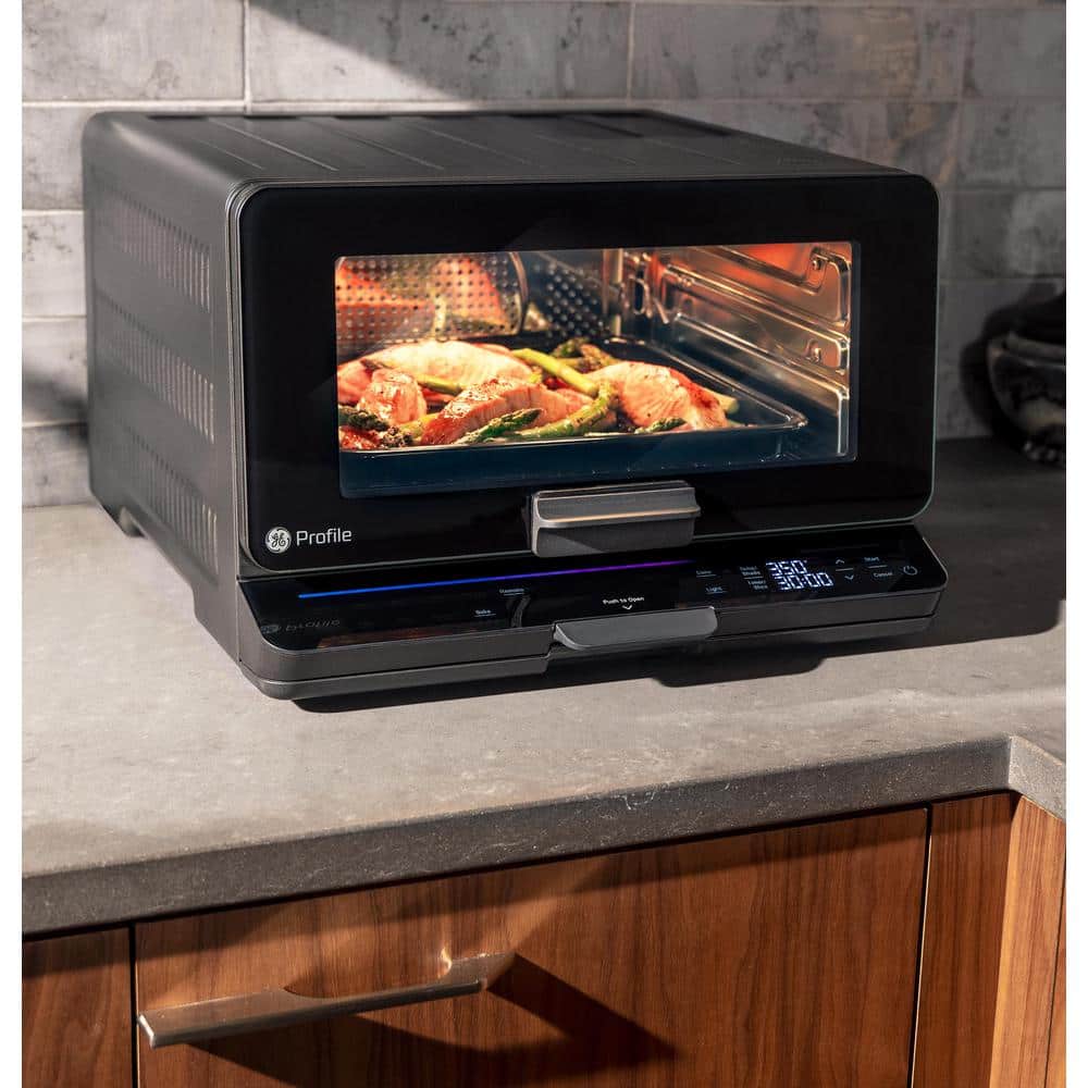 Profile 1,800 W No Preheat Black Toaster Oven with 11-Functions Incl Air Fry, Bake, Broil, and Pizza, Wifi Connected