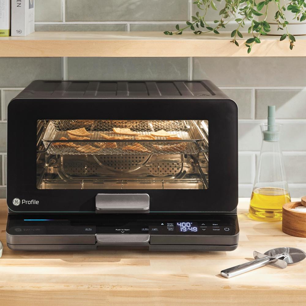 Profile 1,800 W No Preheat Black Toaster Oven with 11-Functions Incl Air Fry, Bake, Broil, and Pizza, Wifi Connected