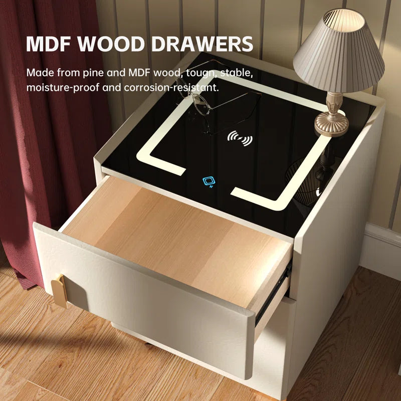 Wynton 1 - Drawer Nightstand (Pre-Assembled) with Safe Case, Wireless Charging, Led Light