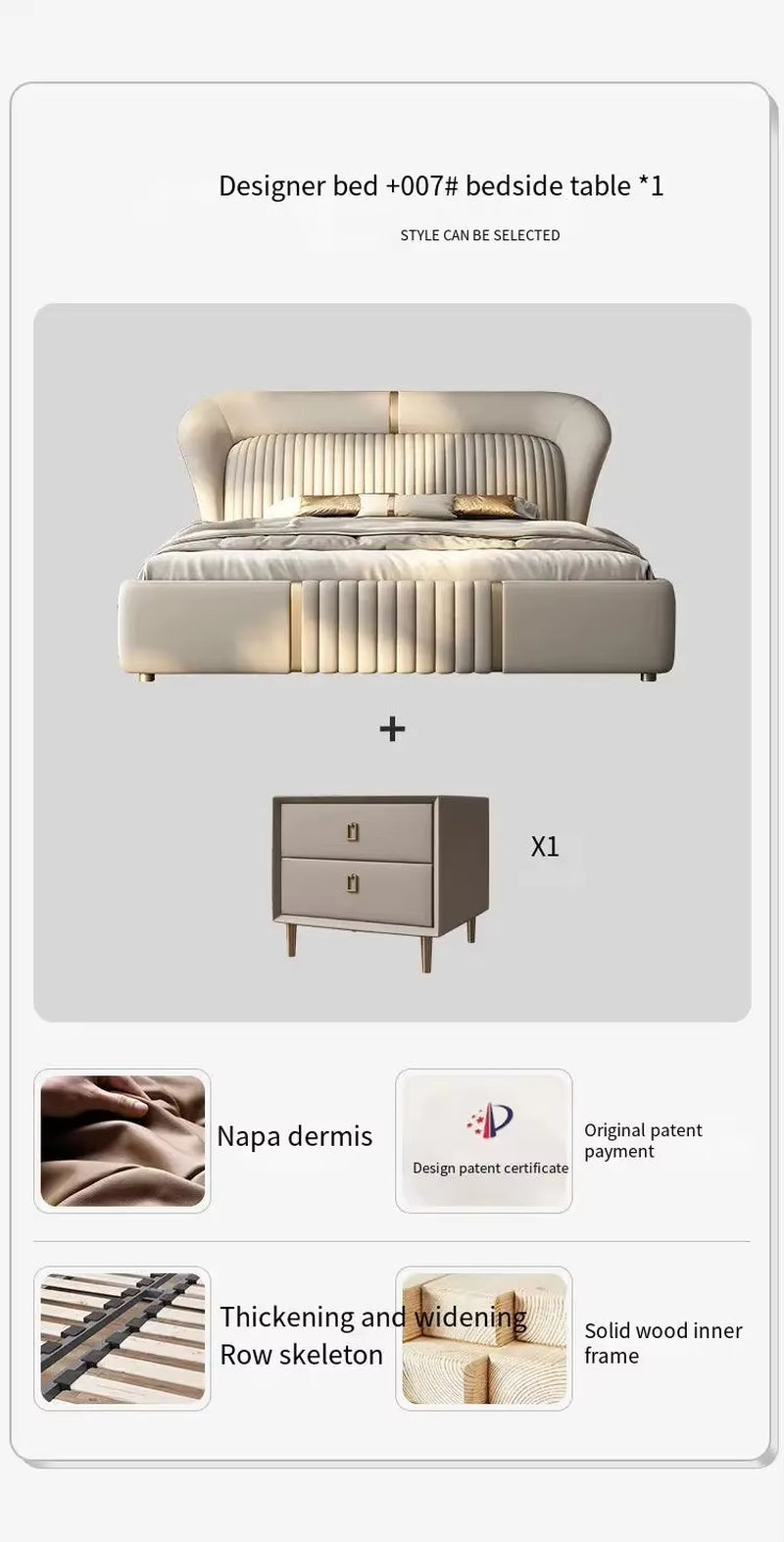 Gold 200× 180 Double Bed Storage Luxury Leather Big Hotel Bedroom Beds King Adults Modern White Camas De Dormitorio Furniture