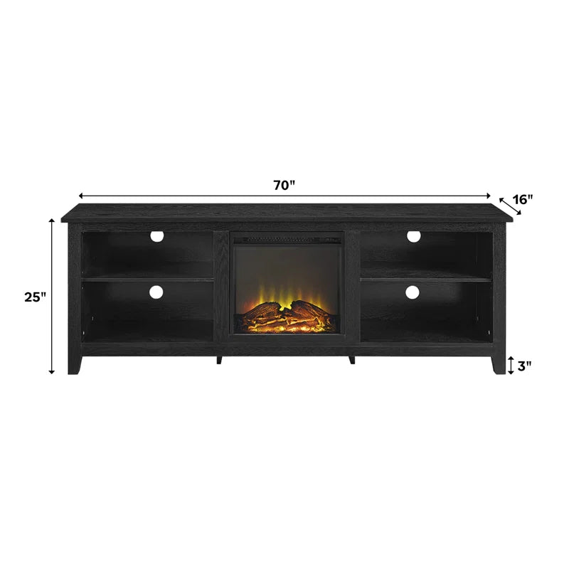 Kneeland 70" Open Storage TV Stand with Electric Fireplace