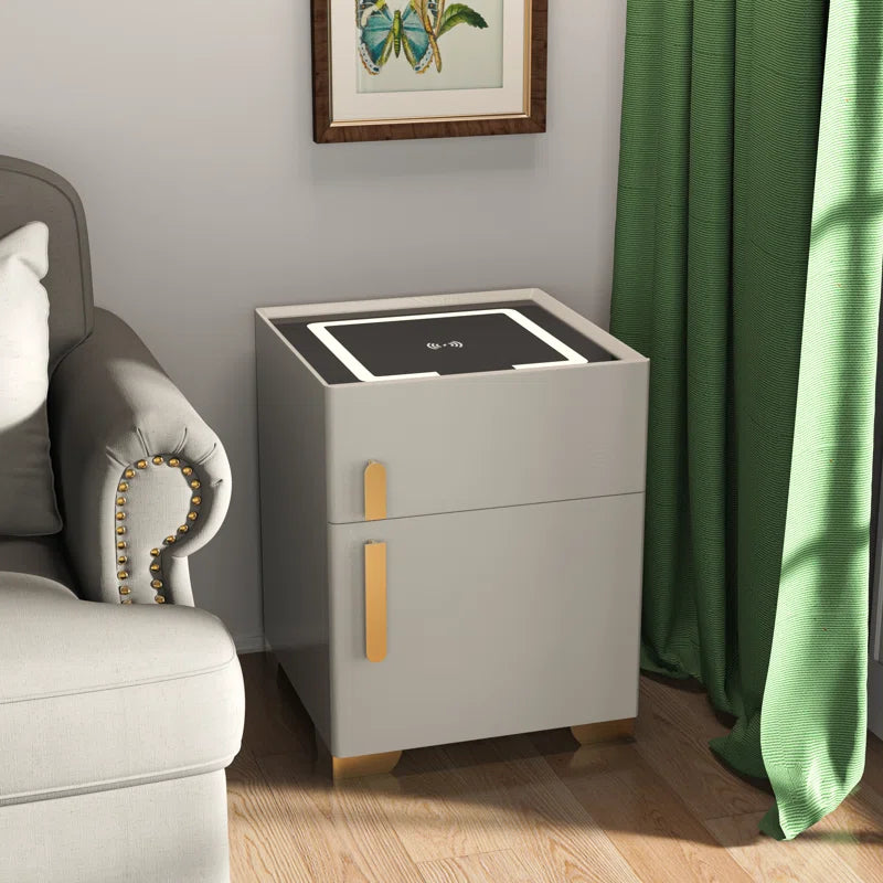 Wynton 1 - Drawer Nightstand (Pre-Assembled) with Safe Case, Wireless Charging, Led Light