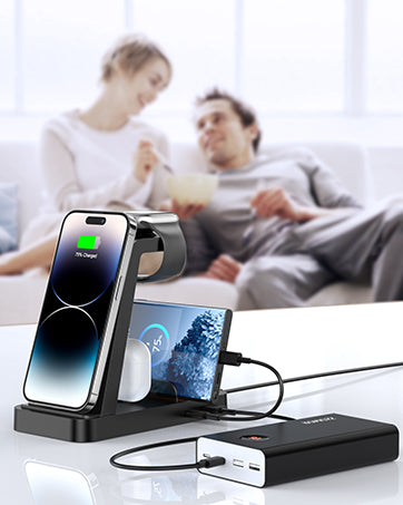 Wireless Charger for Iphone - 5 in 1 Charging Station for Multiple Devices Apple: Fast Wireless Charging Stand Dock for Iphone 16 15 14 13 12 Pro Max Apple Watch Airpods