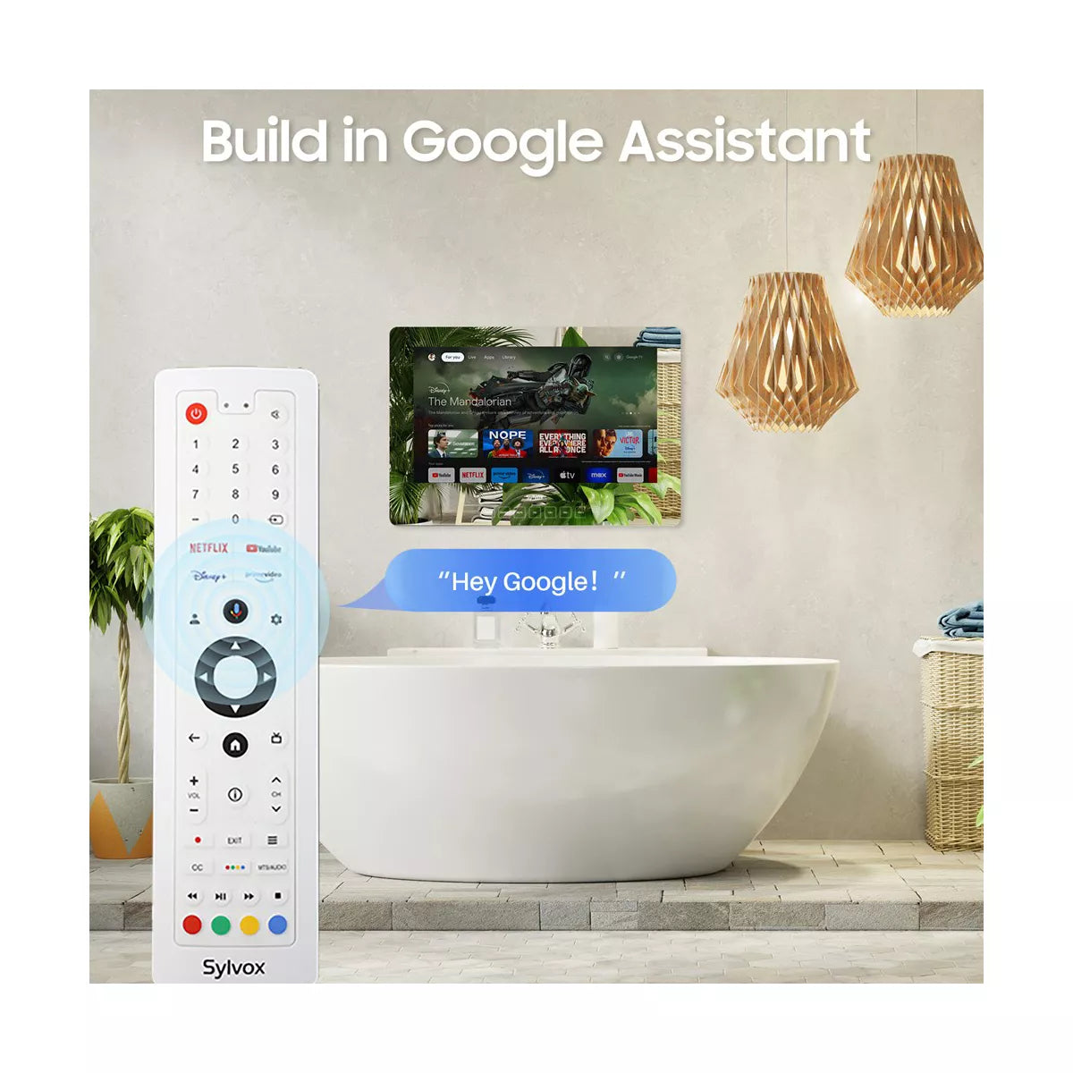 SYLVOX 32" Smart Mirror TV for Bathroom, 1080P Newest Google TV Support Google Assistant, IP65 Waterproof TV for Bathroom Shower & SPA (Wall Mount)