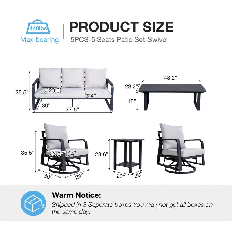 Ithnan 5 - Person Outdoor Seating Group with Cushions