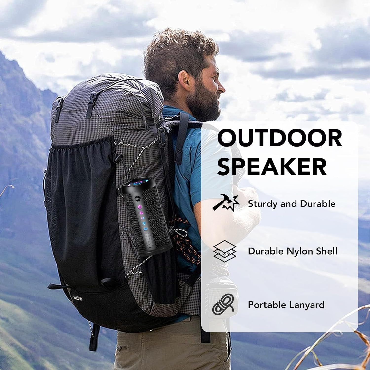 Portable Bluetooth Speaker, Bluetooth 5.4 Speaker, 30W Dual Speaker, Deep Bass, 30H Playtime, 3 EQ Mode, Colorful RGB Lights, IPX7 Waterproof, TWS Pairing for Outdoor/Home/Party/Travel, Gift Ideas