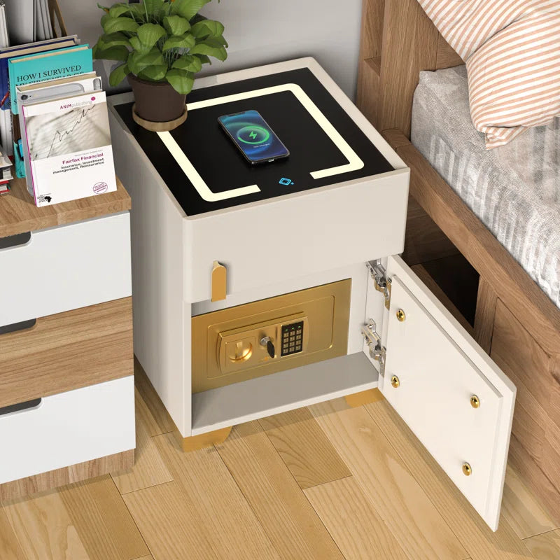 Wynton 1 - Drawer Nightstand (Pre-Assembled) with Safe Case, Wireless Charging, Led Light