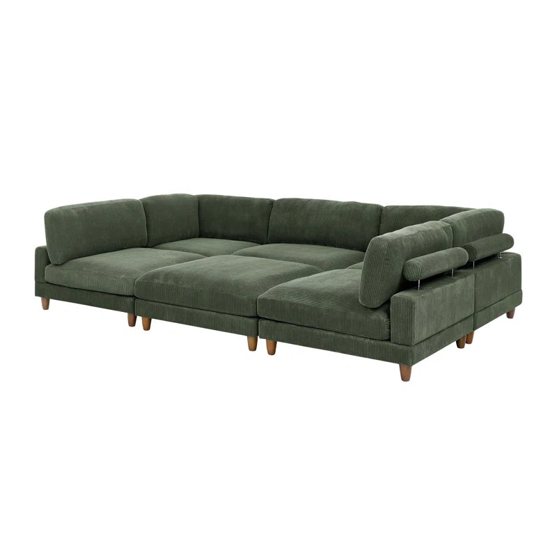 Espinosa 6 - Piece Slipcovered Corduroy Sectional