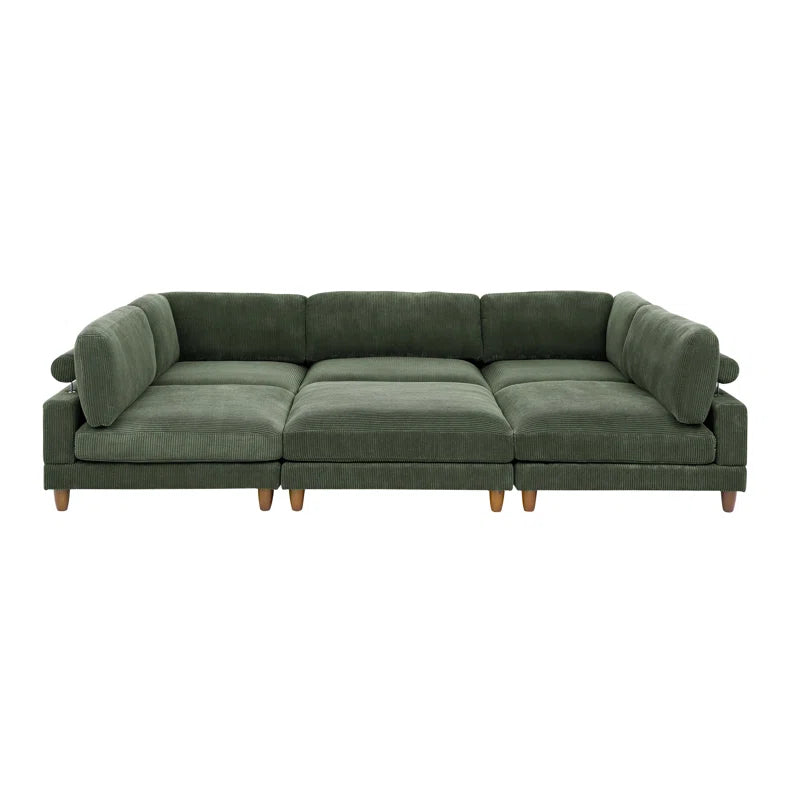 Espinosa 6 - Piece Slipcovered Corduroy Sectional