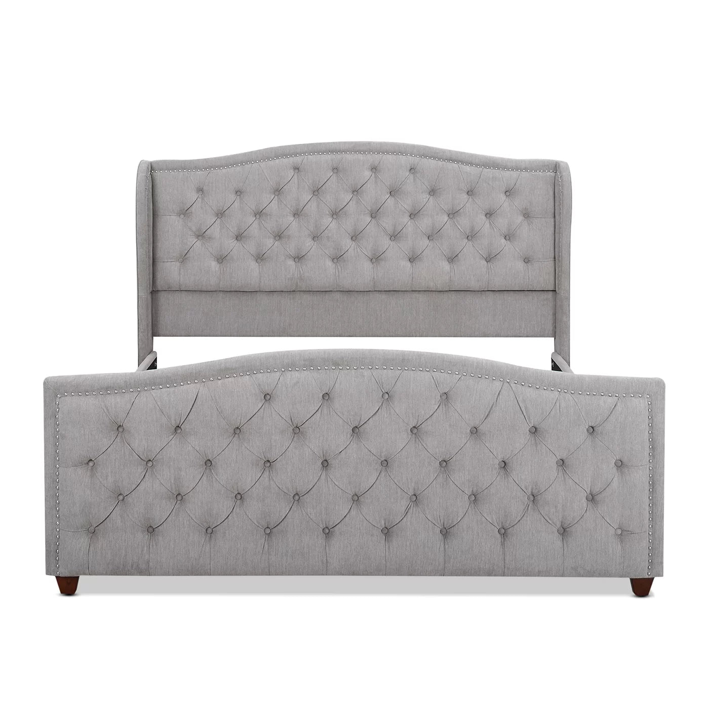 Manor Coleman Upholstered Wingback Bed | Elegant Tufted Headboard, Luxurious Linen Fabric, and Timeless Design for a Cozy Bedroom Retreat