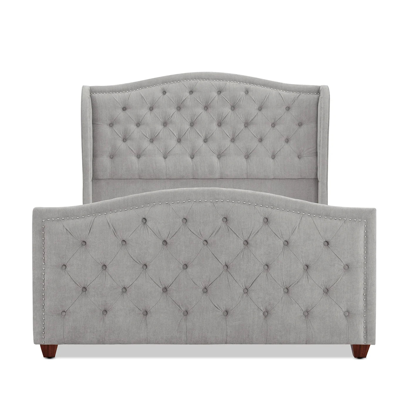 Manor Coleman Upholstered Wingback Bed | Elegant Tufted Headboard, Luxurious Linen Fabric, and Timeless Design for a Cozy Bedroom Retreat