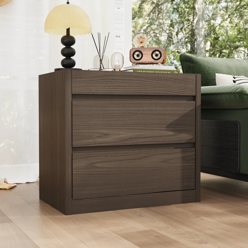 Wood Nightstand with Hidden Rfid-Locking Drawer and 2 Large Storage Drawers, Secure Bedside Table for Valuables or Firearms