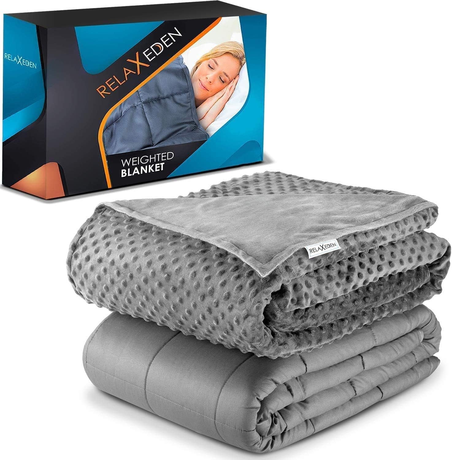 Relaxeden® Adult Weighted Blanket W/Removable, Washable Duvet Cover| 20 Lbs, 60”X 80” Size| Heavy Glass Micro-Beads| Supreme Sleeping Comfort for Adults| Hot & Cold Sleeping| 100% Soft Cotton Build