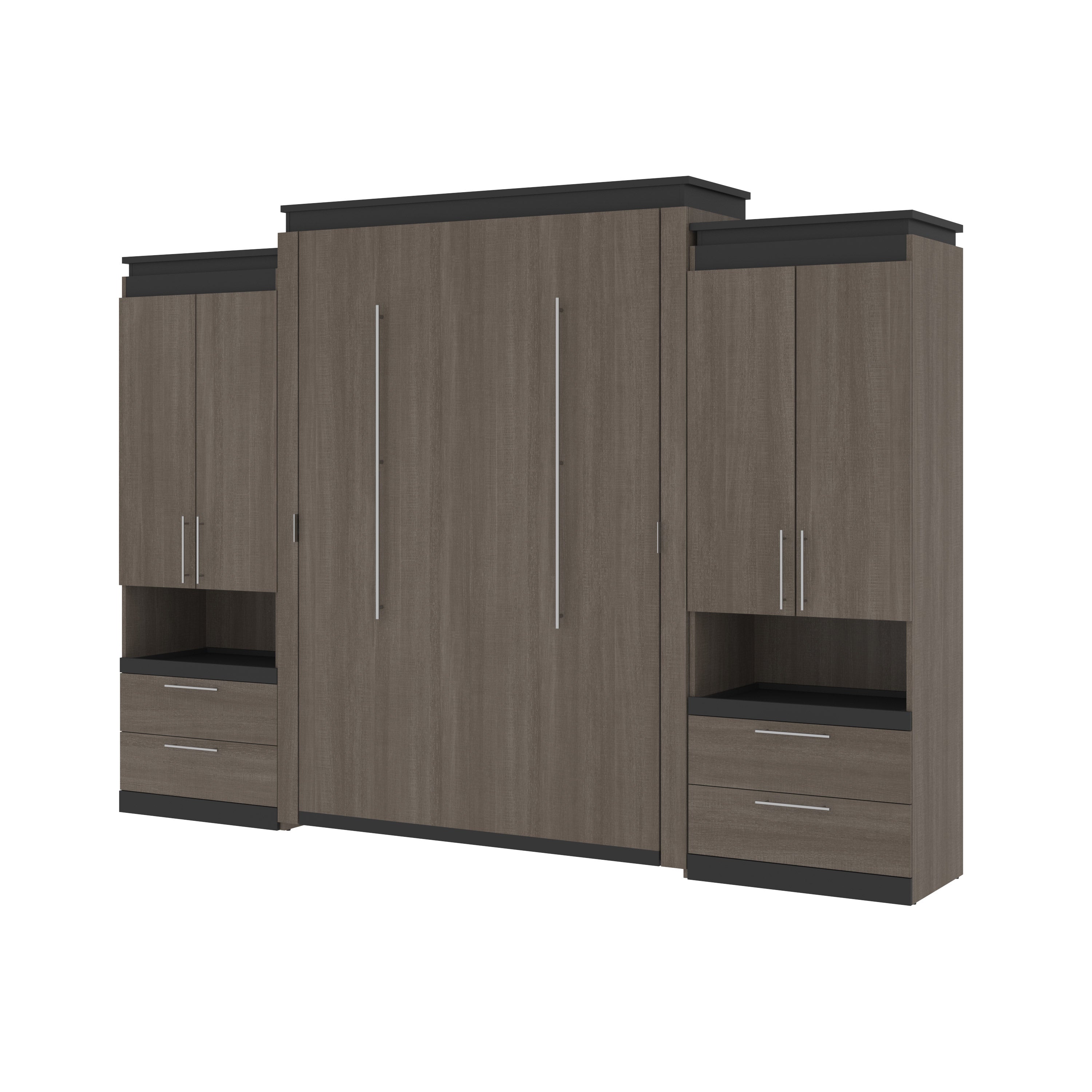 Queen Wall Bed with 2 Storage Cabinets and Nightstands