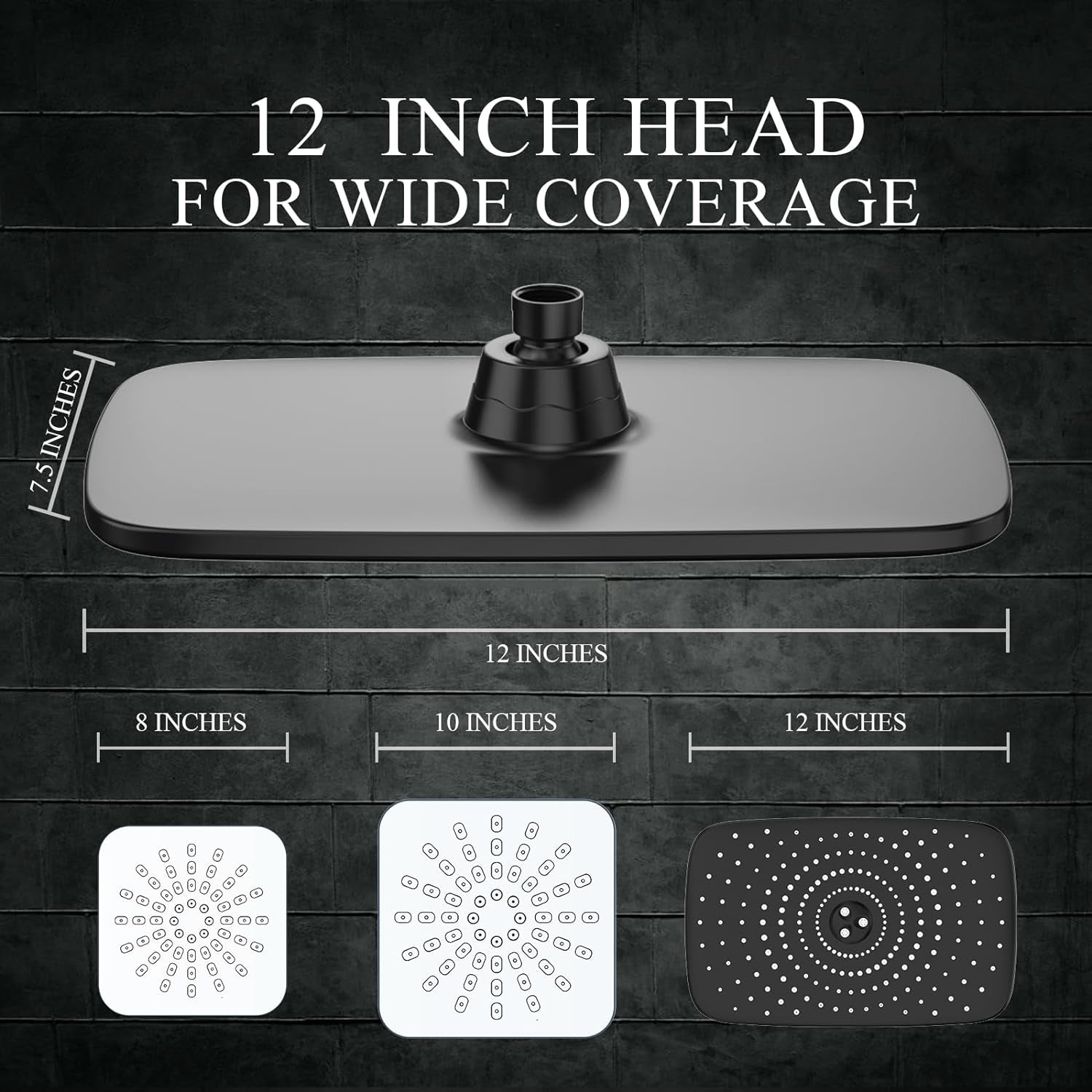 12 Inch High Pressure Rain Shower Head Combo with Extension Arm- Wide Rainfall Showerhead with 5 Handheld Water Spray