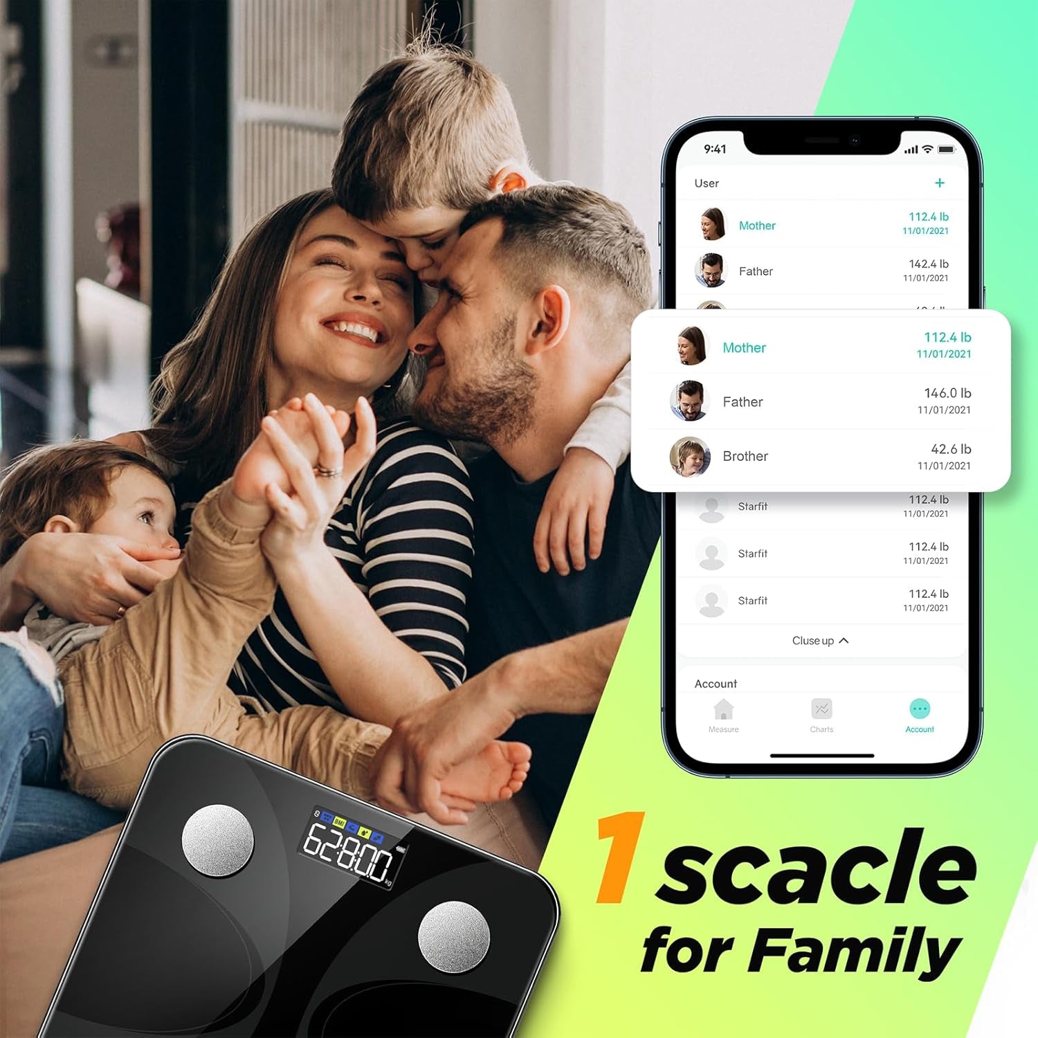 Scale for Body Weight and Fat Percentage,  Digital Accurate Bathroom Smart Scale with Large Display, FSA&HSA Eligible 13 Body Composition Analyzer Sync App