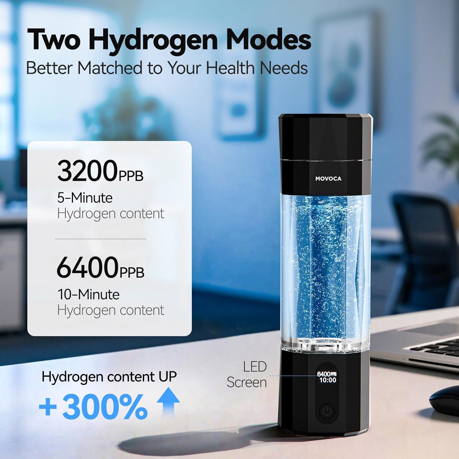 Upgrade Hydrogen Water Bottle, up to 6400PPB Hydrogen Water Generator -SPE PEM Tech, 7 OZ Food-Grade PC Hydro Water Machine, Health Care Gifts for Husband, Wife, Family, Friends, Travel